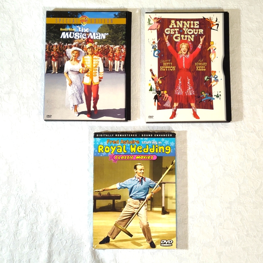 Lot of 3 DVDs: The Music Man, Annie Get Your Gun & Fred Astaire in Royal Wedding